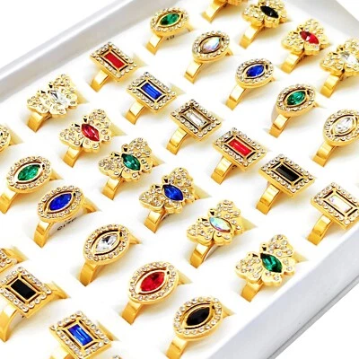 Venta al por mayor 20/30 piezas Moda Cristal Anillos de Boda Mujeres Circón Lindos Joyería de Fiesta Foto 1 de 4