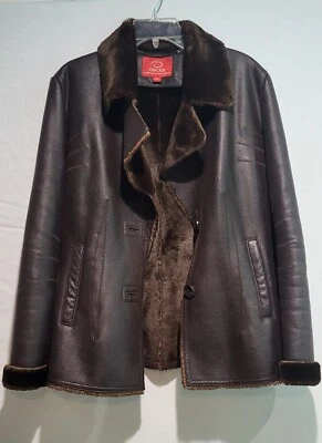 Abrigo chaqueta Oscar De La Renta para mujer marrón imitación cuero/piel sintética talla M  Foto 1 de 4