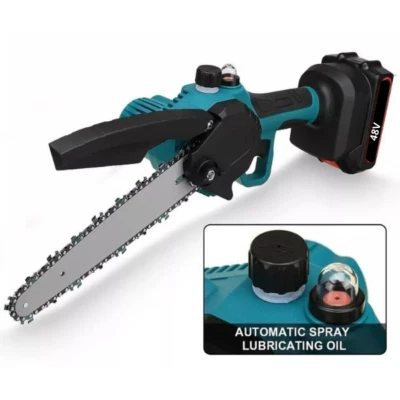 Mini elettrosega potatore a batteria 48V lama da 8 pollici catena con oleatore. - Immagine 1 di 4