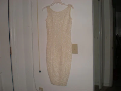  Impresionante Vestido Carmen Volvo Marfil Espalda Abierta Bordado Con Cuentas Lana S. 2 Foto 1 de 4