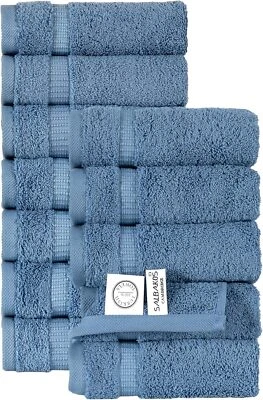 Salbakos Premium упаковка из 12 турецких хлопчатобумажных мочалок 13x13 абсорбирующая мягкая - Изображение 1 из 2