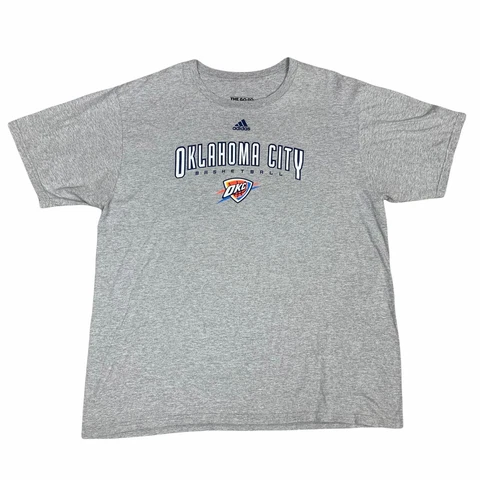 Oklahoma City Thunder Shirt Mens Extra Large Gray Blue Adidas OKC NBA Adult Cover