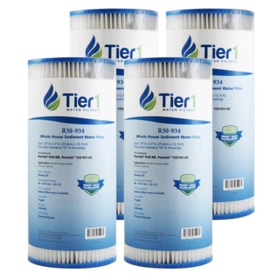 TIER1 10 x 4.5 Inch 30 Micron Pentair R30-BB Comparable Sediment Water Filter 4 Pack