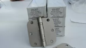 2 SET (6 pz) di CERNIERE PER PORTE 3 1/2" X 3 1/2" nichel satinato ad angolo tondo + viti - Foto 1 di 1