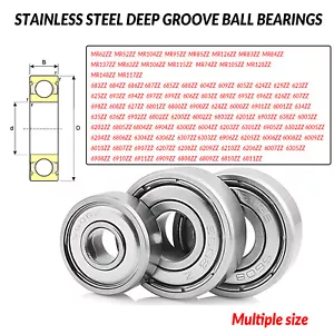 Stainless Steel Deep Groove Ball Bearings Miniature Shielded Bearing ID 2mm-55mm - Picture 1 of 12