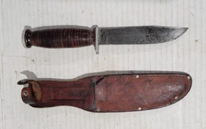 Vtg Schrade - Walden H-15 NY USA Fixed Blade Knife with Original Sheath - Picture 1 of 6