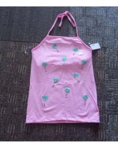 NWT Justice Sparkle Palm Trees Halter Top, Girls Size 16 - Picture 1 of 3