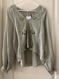 Camicetta ricamata Free People Sivan taglia XS muschio spagnolo nuova con etichetta $128 - Foto 1 di 9