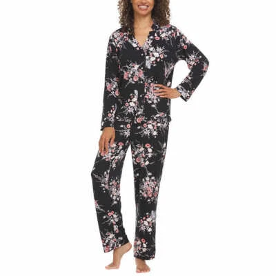 Flora Nikrooz Pajama Set Women 3X (24W-26W) Notch Collar Floral Soft Comfort - Image 1 of 4