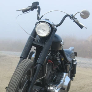 MANUBRIO HANDLEBAR MINI APEHANGER NERO SATINATO MOTO CUSTOM HARLEY DAVIDSON - Imagen 1 de 12