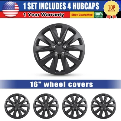 16" 4pcs Wheel Covers Snap On Full Hub Caps For 2009-2013 Dodge Journey Black - Image 1 of 4