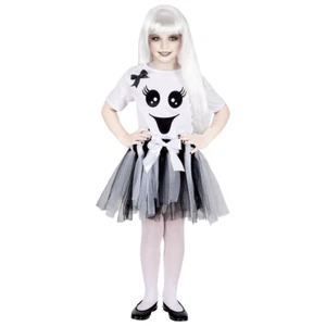 COSTUME VESTITO ABITO TRAVESTIMENTO CARNEVALE HALLOWEEN COSPLAY BAMBINA FANTASMA - Foto 1 di 2