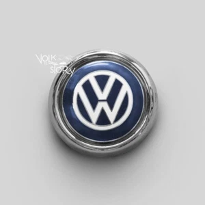 vw karmann ghia front hood nose badge emblem 1956 -58 blue enamel wiht base - Picture 1 of 5