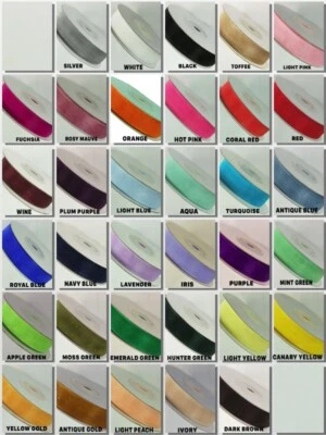 Cinta lisa transparente de organza de 5/8" 100 % nailon elige color y yardas cantidad Foto 1 de 2