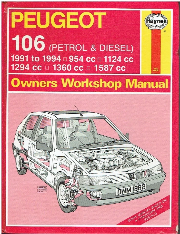 PEUGEOT 106 1.0 1.1 1.3 1.4 1.6 PETROL 1991-94 WORKSHOP MANUAL *HARDBACK* - Image 1 of 1