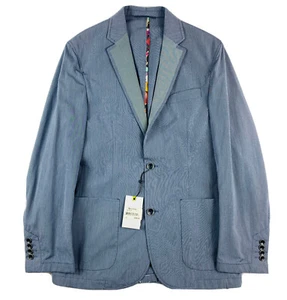 Robert Graham Blue White Striped Cotton Mens Blazer Size 38R NWT 498$ - Picture 1 of 7