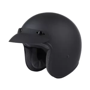 Matt Black 3/4 Open Face ABS DOT Adult Helmet Motorcycle Scooter S/M/L/XL Unisex - Picture 1 of 14