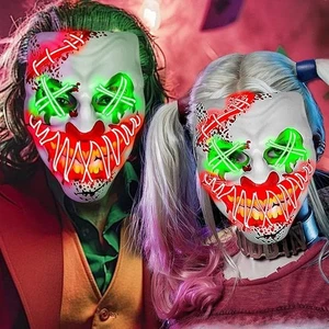 Joker Light Up Purge Style Maske PVC Batteriebetrieben Horror Halloween Clown NEU - Bild 1 von 18