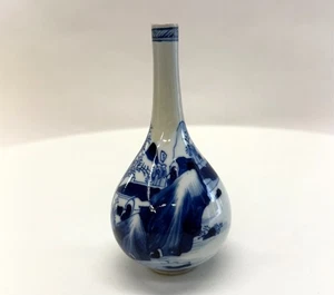 Antique Chinese Kangxi Blue and White Porcelain Bottle Vase – 18th Century - Picture 1 of 13