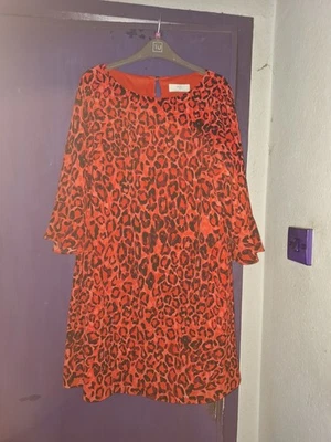 WALLIS ORANGE LEOPARD PRINT SHIFT DRESS/TUNIC..SIZE 16 PETITE - Image 1 of 2