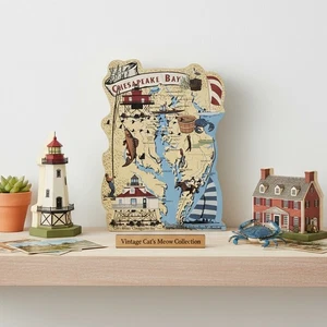 Vintage Cat’s Meow Chesapeake Bay Shelf Sitter | Historic Waterways 2005 Signed - Picture 1 of 11
