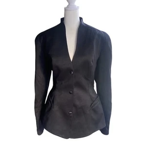 THIERRY MUGLER Archival Worsted Wool Sculptural Blazer w/ Cut-Work Black Size 42 - Picture 1 of 23