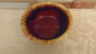 Vtg Hull 70’s Brown Drip Glaze Round Rimmed Pottery Oven Safe Serving Bowl 5.50” - Image 1 of 3