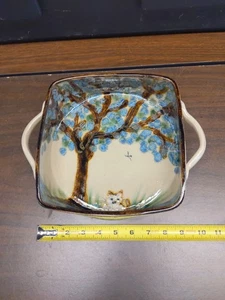 Janet Resnick Arte Cerámica Manejado Plato Pintado a Mano Gatito Gato Firmado 8"X8" X 3" - Imagen 1 de 12