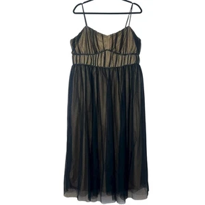 Arula Elliana Bustier-Stil ärmellos schwarz Spitze Overlay Midikleid Größe 1X - Bild 1 von 12