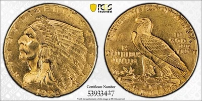 1925 D $2.50 Indian Head Gold Quarter Eagle PCGS AU Detail - Cleaned - Image 1 of 4