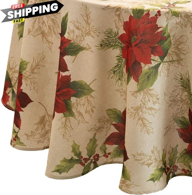 Elrene Home Fashions Festive Poinsettia 70" (Round),  - Image 1 of 4