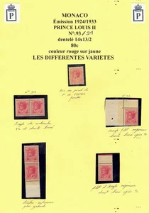REF A 20-30 N°:91/93-MONACO -DIFFERENTES VARIETES INTERESSANTES en neufs ** - Picture 1 of 1