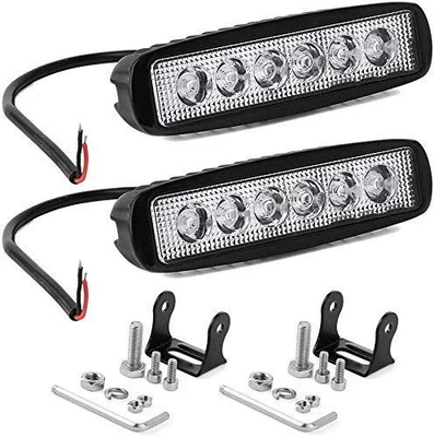  2pcs 18W 6 Inch LED Work Light Spot Beam Single Row LED Light Bar 12V 24V  - Image 1 of 4