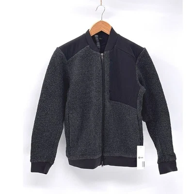 Nova Jaqueta de Laboratório Lululemon Aestus Bomber Mistura de Lã Masculina XS Cinza Preto Zíper Completo - Imagem 1 de 4