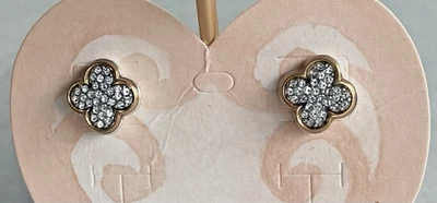 NUEVO CON ETIQUETAS Brighton MASSANDRA FLOR REVERSIBLE Pendientes Poste Cristal Plata Oro Foto 1 de 4