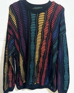 Vintage TUNDRA Canada Coogi Style 3D Knit Pullover Sweater Men’s Size XL Purple - Picture 1 of 7