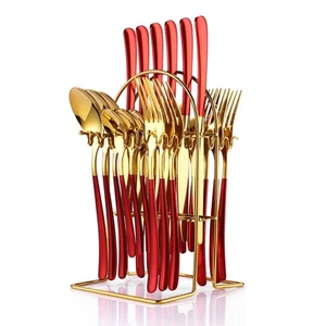 24 teiliges Silberbesteckset, Edelstahl Besteckset mit Silberbesteckhalter... - Bild 1 von 7