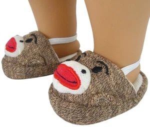 Sock Monkey Slippers 18" Doll Clothes Accessories compatible with American Girl - Picture 1 of 3