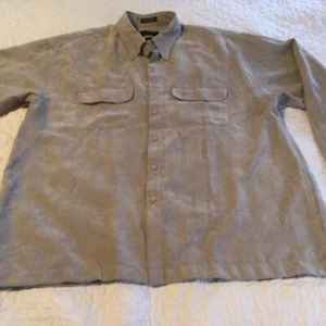 Van Heusen Mens Soft Suede Shirt Size XL (17-17 1/2) Button Up Long Sleeve Beige - Picture 1 of 6