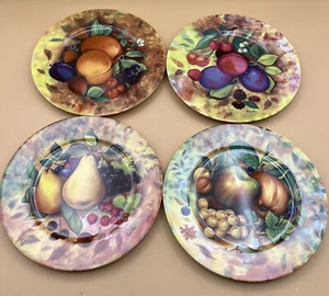 1855 Email De Limoges Marino Godinger 7.5" Salad Plates Fruit Set (4) Vintage - Picture 1 of 4
