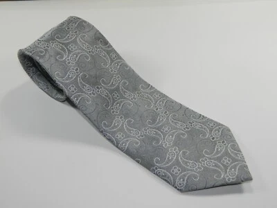 Men's VENTURI UOMO Silk NECKTIE Tie  GRAY WHITE PAISLEY DECOR - Image 1 of 3