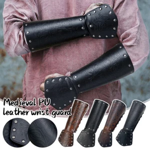 Medieval Knight Wristband PU Leather Cosplay Embossed Wrist Guard Halloween - Picture 1 of 16