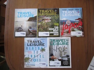 TRAVEL + LEISURE MAGAZINES LOT 5 ISSUES June Aug Dec 2018 and Jan & March 2019 - Bild 1 von 3
