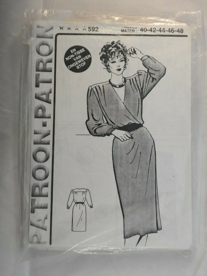 Sewing Pattern 592 wrap style dress Sz EU 40-48 French / Dutch for stretch knits - Image 1 of 2