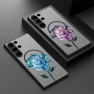 Für Samsung S25 Ultra S24 S23 FE S22 S21 Rose Blume Magnet Magsafe Case Hülle - Bild 1 von 17