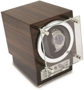 Ebony Wood Finish Watch Winder w/ Glass Door - Picture 1 of 1