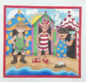 Cuscino Ashley Dillon punto ago HP tela dipinto a mano FESTA SPIAGGIA ASH112 14x13" - Foto 1 di 4