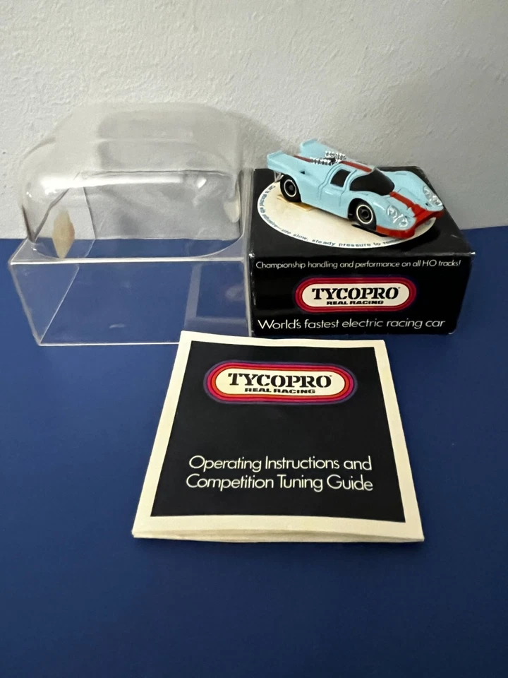 Vintage Tyco Pro Gulf Porsche 917 Slot Race Car HO Blue Orange W/O Decals IN BOX - Image 1 of 4
