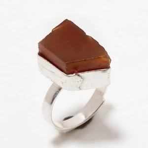 925 Sterling Silver Natural Carnelian Gemstone Handmade Rings Jewelry Adjust. - Picture 1 of 3
