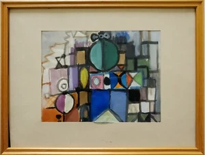 Gemälde Aquarell Stadtansicht Abstrakt Gerda Henning Signiert Nachlass - Bild 1 von 10